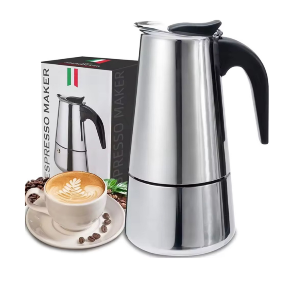 Cafetera Italiana Moka 6 Tazas en Acero Inoxidable
