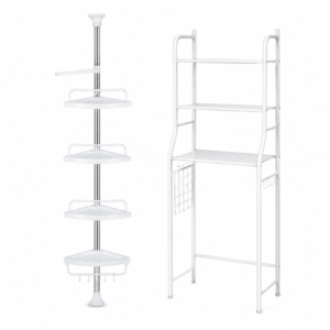 Combo Organizador de Baño: Esquinero 4 Niveles + Estante sobre Inodoro