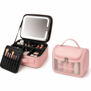 Combo: Maletín Organizador con Espejo LED + Bolsa de Viaje